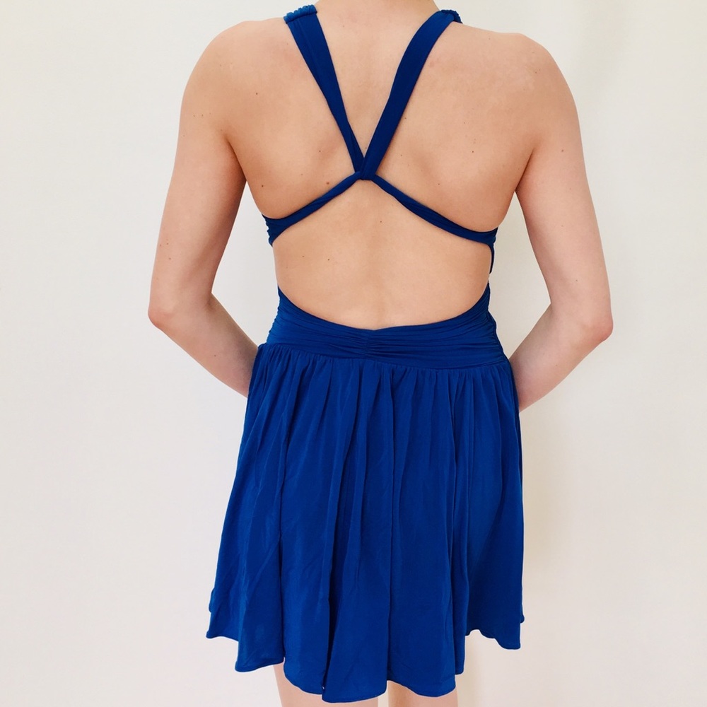 BCBGMAXAZRIA blue cut out low back dress